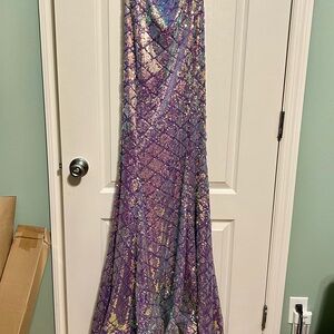 Lavender Sequin Mermaid-Style Prom Dress